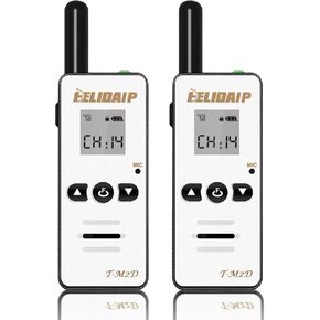 M2D mini walkie talkie للبالغين ، FRS الصغيرة المحمولة ذات الراديو ثنائي الاتجاه قابلة لإعادة الشحن 128 قناة Mini 2 Way Radio for Security ، مطعم ، مكان العمل ، الرياضة الخارجية ، السياحة البيضاء 2 عبوة