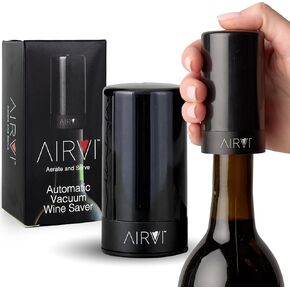 Wine Saver Vacuum Pump - Electric Stopper, Air Remover Pump Sealer to Keep Bottles Fresh, No-Spill, Auto Shut-Off – Premium Gifts, Accessories for Wine Lovers, Drinkers (Black)