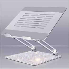Bling Adjustable Laptop Stand, Portable Laptop Riser, Aluminum Laptop Stand for Desk Foldable, Computer Notebook Stand Holder for MacBook Air Pro, Dell XPS, HP (10-17.3'') - Silver