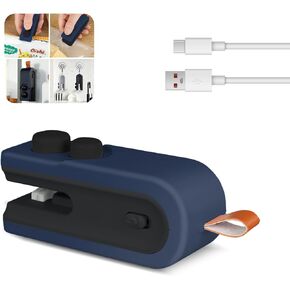 2 IN 1 Mini Bag Sealer and Cutter Food Storage For Plastic Bags Snack Bags gripstick Bag Sealers,Chip Sealer (Blue)