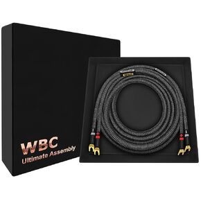 WORLDS BEST CABLES 3 Foot Ultimate - 8 AWG - Ultra-Pure OFC - Premium Audiophile HiFi Single Speaker Cable for Center Channel with Eminence Spade Plugs & Carbon Tweed Jacket