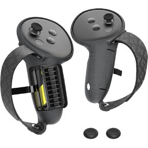VR Controller Grips Cover for Meta Quest 3S/3 Accessories, Silicone Controller Grip Protector Covers with Battery Opening and Adjustable Hand Straps for Oculus Quest 3/3S, Black