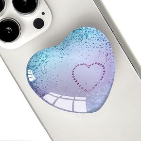 Expandiing Moblile Phone Grip Heart Glass Holder for Smartphones, Cell Phone Collapsible Stand（ Purple Blue Heart