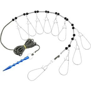 16 ft Fishing Stringer Fish Stringer Holder for Caught Fish 10 Stainless Steel Snap Hook with Heavy Duty Ground Spike for Trout Bass Salmon