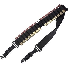 Depring Shotgun Ammo Sling Adjustable 2 Points Gun Shoulder Strap with 16 Loops for 12G 20G Shells