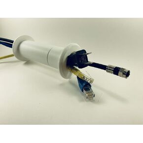 1.20" ID - Ext. Length Wall Eye Cable Pass Through Wall Port. Fits Wall or Barrier Thickness Range of 5 1/4"-7 1/8". This Unit Provides a Fully Dressed Opening Completely Through a Wall or Barrier.