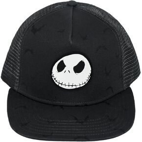 Concept One Disney The Nightmare Before Christmas Dad Hat, Jack Skellington Cotton Adult Baseball Cap with Curved Brim, Black, One Size