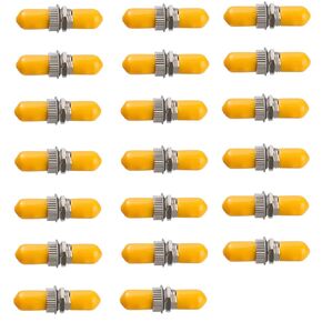 20 Pack Fiber Optical Coupler ST Fiber Optical Cable Barrel Connector ST to ST Bulkhead Fiber Coupler Simplex Singlemode Multimode, Yellow