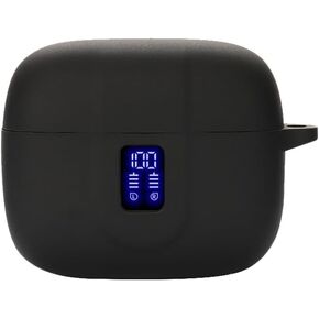Earbuds Case Compatible with TAGRY X08 Wireless Headphone, Silicon Protective Cover with Keychain, with Window for LED Display (Black)