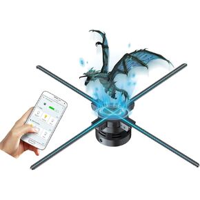 3D Hologram Fan,Missyou 25.6“ Hologram Projector HD LED Holographic Christmas Tree Advertising Display with Remote,Bluetooth,Splicing,700 Video Library for Business Store Signs,Bar,Party,Halloween
