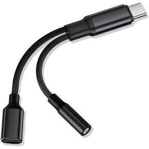USB C to 3.5mm Headphone and Charger Adapter, 2-in-1 USB C to Aux Jack Dongle Cable Cord with PD 60W Fast Charging for iPhone 15 Pro Max, Pad Pro, Galaxy S23/S22/S21/S20 Ultra, Pixel