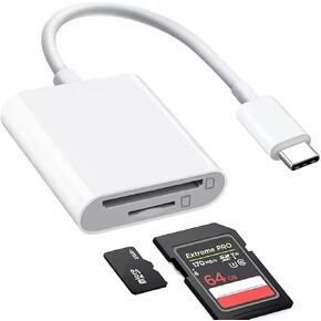 MOZFAZZA."2-in-1 USB-C SD Card Reader for iPhone 15, Ultra-Fast 170MB/s Transfer, Compatible with SD/Micro SD/SDHC/SDXC/MMC, Works with MacBook, iPad, Samsung & More"