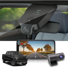 Fitcamx 4K Dash Cam for 2022-2024 Chevy Silverado 1500 2500HD 3500HD EV (HD2-4925) has Auto-Dimming, OEM Style, 2160P UHD Video, Built-in WiFi & APP, Loop Recording, G-Sensor, Plug&Play, 64GB Card