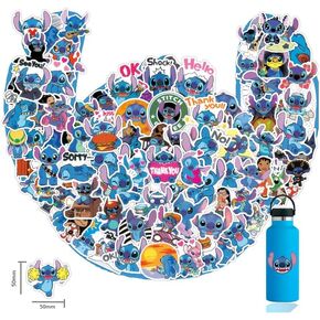 100 Pcs Stitch Cartoon Stickers，Cartoon Stickers for Water Bottles，Cartoon Laptop Sticker，Gifts Cartoon Stickers，Vinyl Waterproof Sticker for Bumper，Water Bottles，Computer，Phone，Hard hat，Car Decal