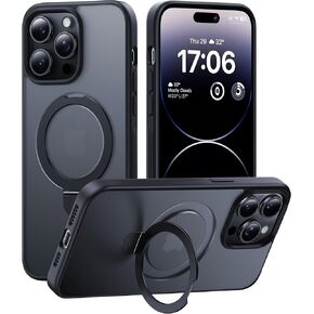 CellEver Strong Magnetic for iPhone 13 Pro Case [for MagSafe Charging] Matte Skin Feel, Military Grade Protection, Translucent, Anti-Scratch, Never Yellowing, Cover with Kickstand, Black