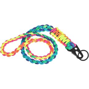 PATIKIL 21.7 Inch Paracord Neck Lanyard Keychain, Braided Strong Lanyard with Hook Clip and Key Ring for Outdoor Activities, Rainbow