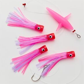 OCEAN CAT Teaser Chain Lures Trolling Lure Saltwater Fishing Lures with Stainless Steel Hook and High Strength Fishing Line Fully Rigged Teasers for Wahoo Tuna Marlin Mahi Mahi