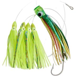 OCEAN CAT Teaser Chain Lures Trolling Lure Saltwater Fishing Lures with Stainless Steel Hook and High Strength Fishing Line Fully Rigged Teasers for Wahoo Tuna Marlin Mahi Mahi in Kuwait