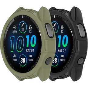 Case Compatible with Garmin Forerunner 965 Case TPU Cover Compatible with Garmin Forerunner 965 Smartwatch Accessories (Black,Green)
