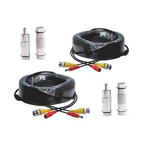 2 Pack 50ft BNC Vedio Power Cable Pre-Made Al-in-One Camera Video BNC Cable Wire Cord for Surveillance CCTV Security System with Connectors