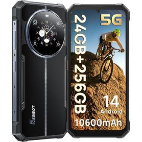 FOSSIBOT F109 5G Rugged Smartphone Unlocked, 24GB+256GB/2TB Android 14 Rugged Phone,10600mAh Battery Cell Phone, 6.745'' HD, 50MP+16MP+5MP Camera, Dual SIM 5G Unlocked Phone, IP68 / IP69K, NFC