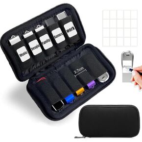 Flash Drive Case USB Case Organizer TATMOHIK USB Holder Thumb Drive Case Storage for USB Sticks, USB Storage Case, Jump Drive Case,USB Drive Pouch，USB Bag (Black/20 Slots)