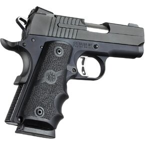 Hogue OverMolded Rubber Grip for Colt 1911 Officers Model with Finger Grooves, Black - 43000