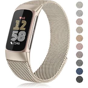Meliya Metal Band for Fitbit Charge 6 نطاقات نساء الرجال ، حزام سوار استبدال حلقة الصلب غير القابل للصدأ لفيتبيت شحنة 6 تعقب اللياقة