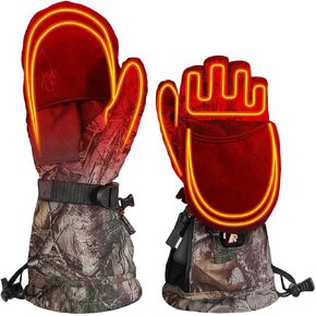 ActionHeat 5V Men's Battery Heated Glomitts – Gloves Plus Mitten Realtree Camouflage – Battery Operated Gloves – Up to 3.5 Hours Power Realtree Edge S/M