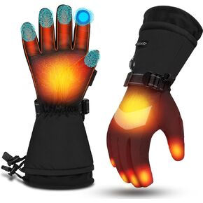 Heated Gloves for Men Women,7.4V 22.2Wh Rechargeable Heated Gloves,Full Touchscreen Waterproof Winter Gloves for Outdoor Skiing Hunting Hiking (Black, L)
