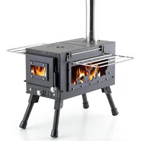Outdoor Camping Stove Camp Tent Stove, Portable Wood Burning Stove with Chimney Pipe for Tent, Shelter, Camping Heating and Cooking - Reindeer Pattern - Small Styles