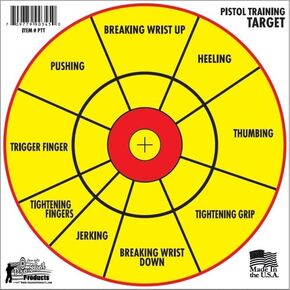 Pro-Shot Products 12" Bullseye Pistol Diagnostic Training Target (Right/Left-Hand) - 6 Pack, Yellow