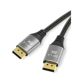 Displayport to Displayport Cable 32.4Gbps 1.4 DP to DP 6.6Ft Braided Display Port Cable 8K@60Hz,4K@144Hz Compatible with Laptop,Monitor
