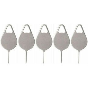 5Pcs SilverUniversal Card Needle, Sim Card Tray Opening Removal Tool, Eject Pin Tool Replacement，Cell Phone SIM Card Tools and Accessories