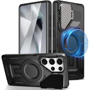 Galaxy S25 Ultra Case with Kickstand, Compatible with MagSafe, S25 Ultra Case [Military Protection] Heavy Duty Shockproof Grade Magnetic Stand Phone Case for Samsung Galaxy S25 Ultra (Black)