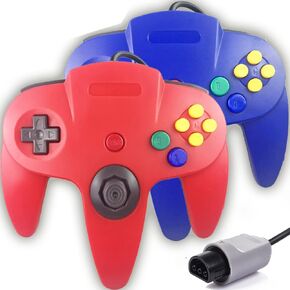 N64 Controller, Upgraded Joystick Classic Wired Controller Compatible with N64 Console(Blue and Red)