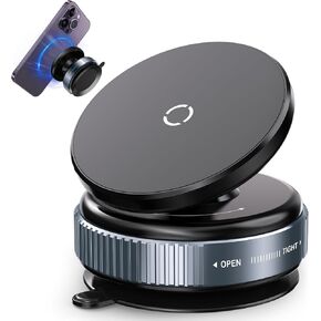 360° Vacuum Magnetic Suction Cup Phone Mount, Adjustable Hands-Free Suction Cup Phone Holder for Car/Gym/Mirror/Smooth Surface, Compatible with iPhone Android and All Smartphones