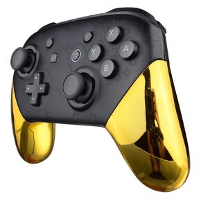 eXtremeRate Chrome Gold Replacement Handle Grips for Nintendo Switch Pro Controller, Glossy DIY Hand Grip Shell for Nintendo Switch Pro - Controller NOT Included