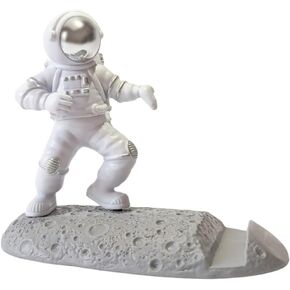 Multifunctional Cell Phone Holder; MINITABLET and E-Book Readers Holders. Inspirational, Fun and Attractive Astronaut Figure. Home, Kitchen and Office Decoration (Silver)