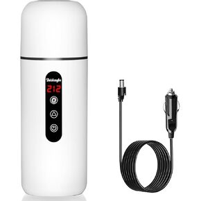 Portable Car Water Heater: 12V/24V Electric Kettle & Coffee Warmer with Magnetic Induction & Stirring Function(white)