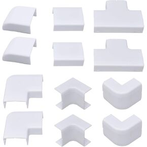 Couplers/Connectors for use with the Quality Clever Cable Cover Organizer Kit, 12 Pack, 2 of Each Type- Straight Connector, Flat Elbow, Inside Elbow, Outside Elbow, Tee, End Cap