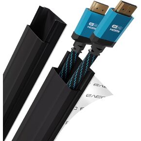 EVEO TV Cord Hider - 34" Cable Management Cord Cover Wall Wire Hider | Wire Covers for Cords, Cable Concealer, Cable Raceways, TV Cable Hider Wall Kit, Wall Mounted TV Cable 2X(L17 W0.95 H0.5)- Black