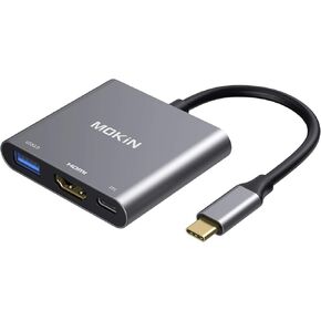 MOKiN USB C to HDMI Multiport Adapter, Type-C Hub Thunderbolt 3 to HDMI 4K Output USB 3.0 Port and USB-C Charging Port, Digital AV Adapter for MacBook Pro/air, Galaxy S8/S9