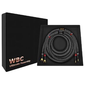 أفضل كابلات في العالم 3 أقدام Ultimate - 9 AWG - كابل مكبر صوت Audiophile HIFI الممتاز للقناة المركزية مع قناة Gold Gold Banana (X2) و Spade (X2)