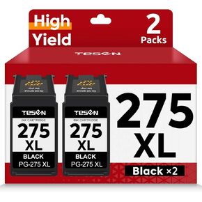 PG-275XL 275XL Black Ink Cartridges Remanufactured Replacement for Canon 275XL 275 PG-275 PG275 XL Black High Yield for PIXMA TR4720 TS3522 TS3500 TR4700 TR4722 TS3720 Printer Ink Cartridge (2 Black)