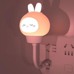 Cute Rabbit Lamp,Voice Controlled Night Light,USB-Powered Sound Activated Led Lights,Voice Activated Night Light Plug in with 5 Level Brightness Dimming for Bedroom Decor Gifts