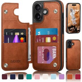 Designed for iPhone 16 Plus Case Wallet with Card Holder, [Magnetic Clasp Folio Cover] [RFID Blocking Leather Protection] Shockproof Women Men Cases 6.7 Inch for Apple 16 Plus Light Brown