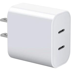 Dual USB C Charger Block for iPhone Charger Fast Charging 20W PD Power Adapter, Type C Wall Charger Plug for Apple Watch iPhone 16/15 Pro Max/ 15 Plus/ 14/13/ 12/11,Xs/X, Cube for iPad 1-Pack