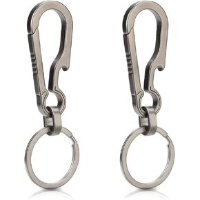 Sibba 2 Pcs Titanium Carabiner Keychain Clip Carabin Hook Small Heavy Duty Keychain Grips Multifunctional Backpack Clasps Anti Lost Quick Release Key Chain Organizer Accessory for Waist Pack