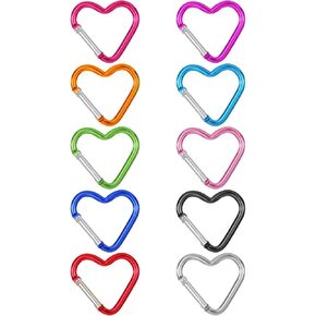 10Pcs Carabiner Clip, Heart Carabiner Cute Carabiner, Climbing Carabiner Clips Small Metal Carabiner, Key Chain Hooks Pink Carabiner for Dog Leash Water Bottle Holder Snap Clips Keys